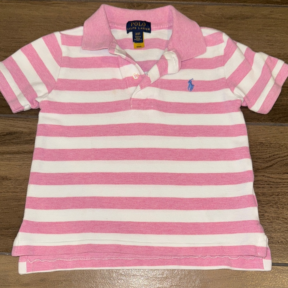 Polo by Ralph Lauren Kids Pink and White Polo Shirt
